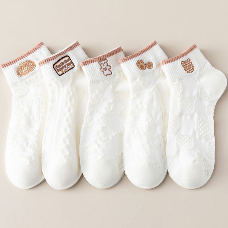 Short Womens Socks OC David 511001 College Socks Women's Short Shallow Mouth Cute Short Tube Socks White Boat Socks Wholesale And Customization - Image 3