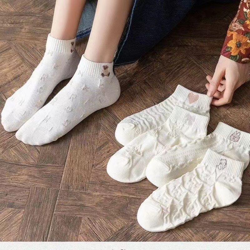 Short Womens Socks OC David 511001 College Socks Women's Short Shallow Mouth Cute Short Tube Socks White Boat Socks Wholesale And Customization - Image 5
