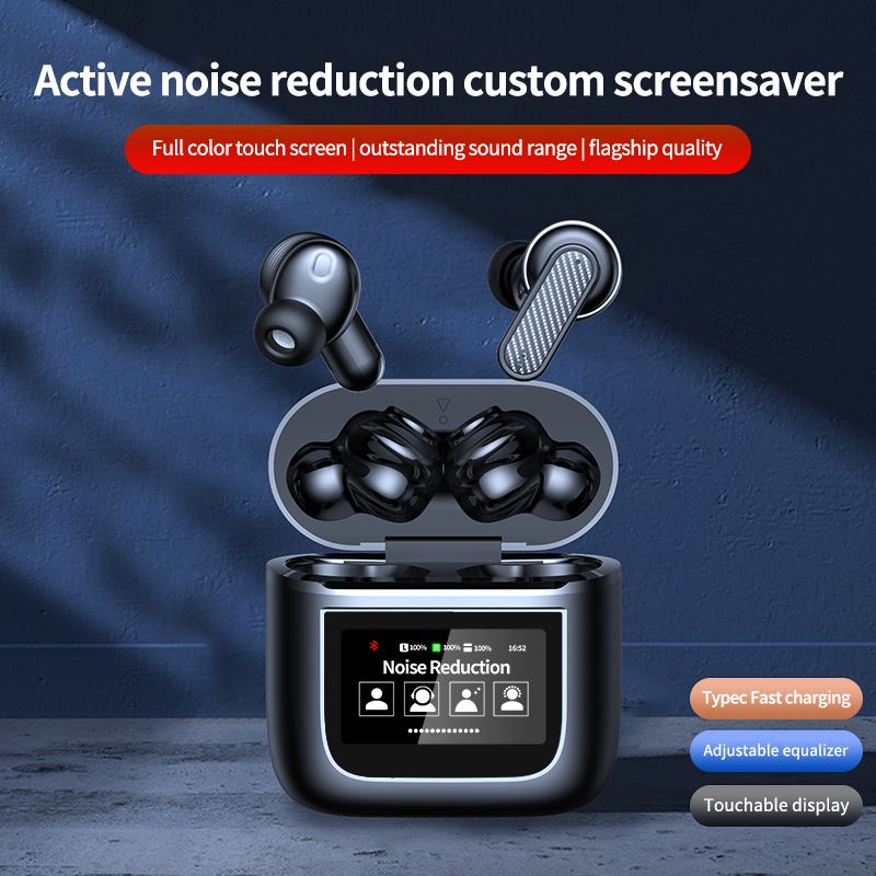 ecouteur Wireless Bluetooth Headphones Smart Touch Screen Earbuds Noise Cancelling Earphones Sports Gaming Headset v8 - Image 4