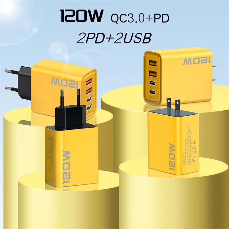 120W Fast Charging 4 Ports Mobile Phone Charger QC3.0 USB Type C Chargers Dual PD Wall Adapter EU/US/UK Plug for iPhone 15 Xiaomi Samsung - Image 3