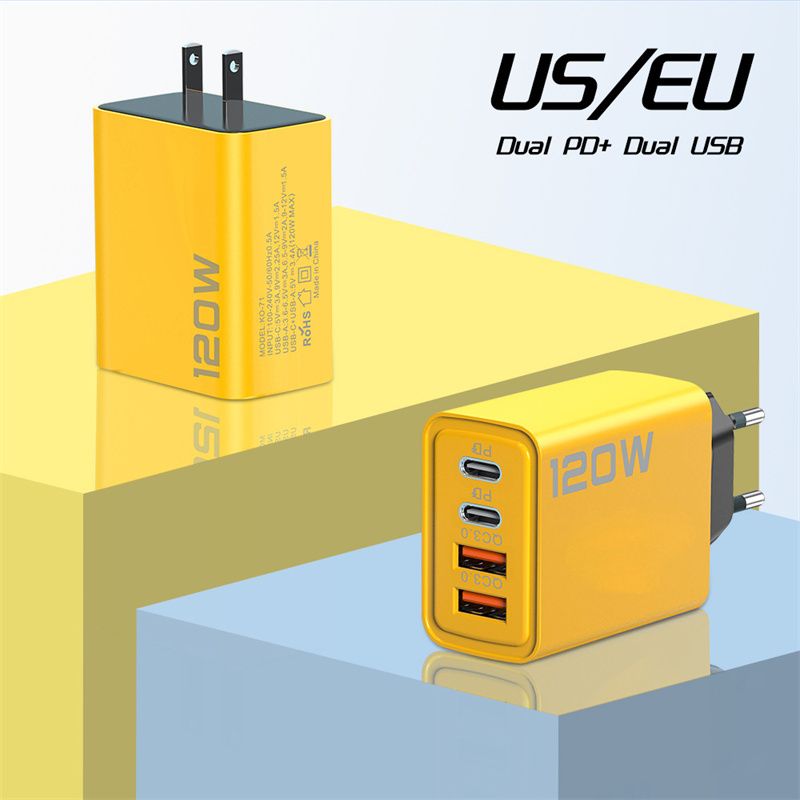 120W Fast Charging 4 Ports Mobile Phone Charger QC3.0 USB Type C Chargers Dual PD Wall Adapter EU/US/UK Plug for iPhone 15 Xiaomi Samsung - Image 5
