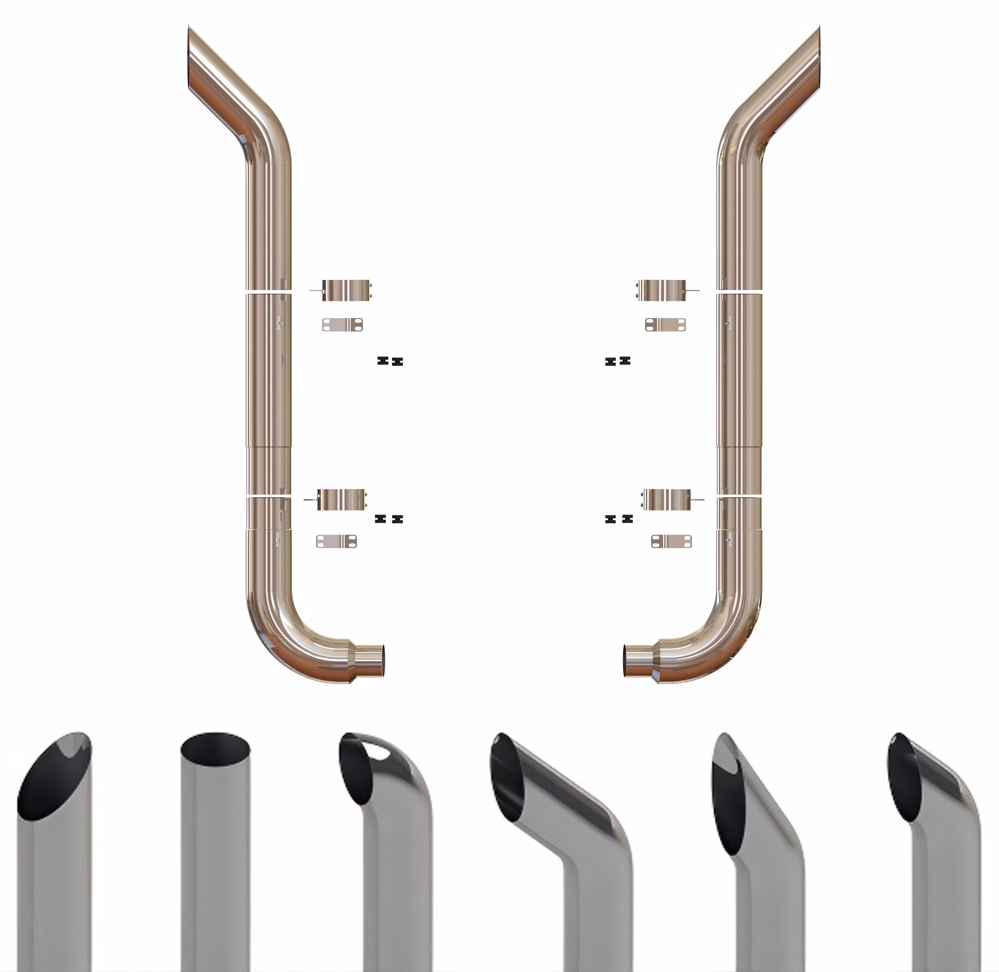 Manufacturer Custom Chromed Stainless Steel Exhaust Stack Kits for Kenworth Freightliner Peterbilt 379 389 386 - Image 1