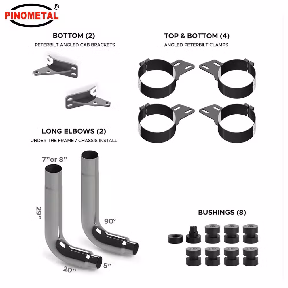 Manufacturer Custom Chromed Stainless Steel Exhaust Stack Kits for Kenworth Freightliner Peterbilt 379 389 386 - Image 3