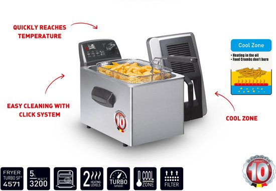 FRITEL Friteuse Turbo SF® - Frituurpan / Frituurketel - Filterdeksel + - Pers. - Olie + Vast Vet - Image 6