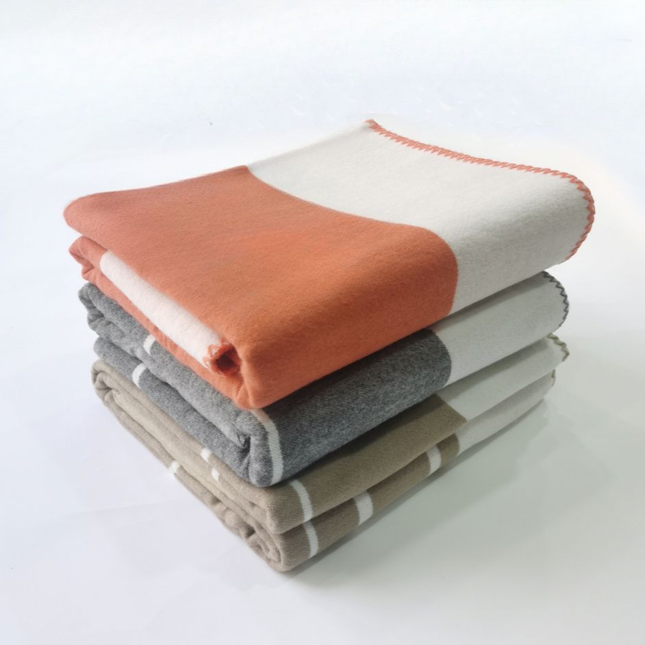 Wool Cashmere Blanket Designer Blanket Cashmere Soft Wool Scarf Shawl Portable Warm Plaid Sofa Bed Fleece Knitted Throw Blankets Letter Luxury Woven Wool Travel Home Decor Outdoor - Image 1