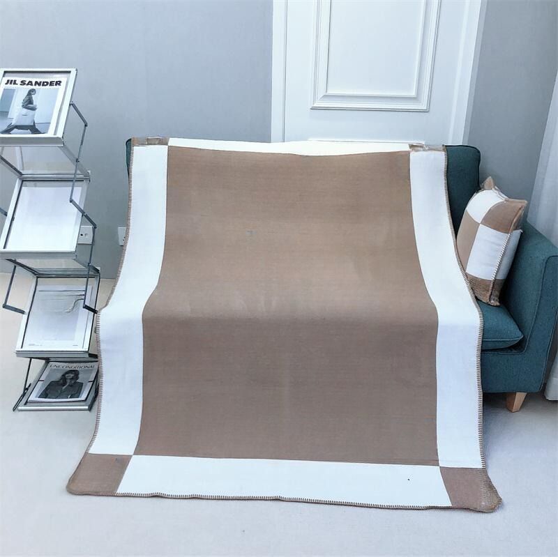 Wool Cashmere Blanket Designer Blanket Cashmere Soft Wool Scarf Shawl Portable Warm Plaid Sofa Bed Fleece Knitted Throw Blankets Letter Luxury Woven Wool Travel Home Decor Outdoor - Image 3