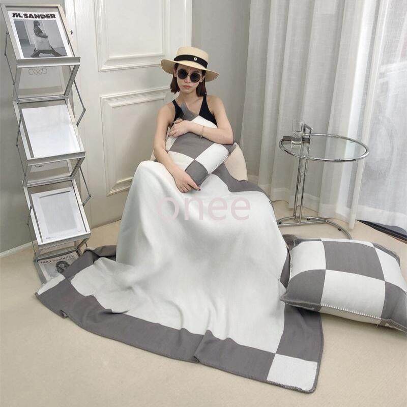Wool Cashmere Blanket Designer Blanket Cashmere Soft Wool Scarf Shawl Portable Warm Plaid Sofa Bed Fleece Knitted Throw Blankets Letter Luxury Woven Wool Travel Home Decor Outdoor - Image 4