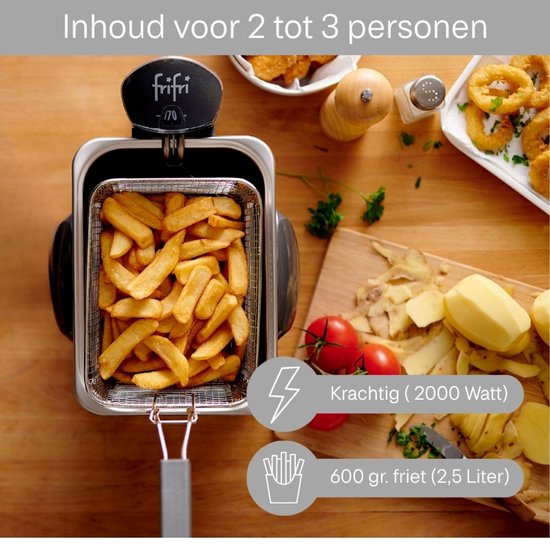 Mini Frituurpan 2,5L | Frifri F1900 | 2000W | Koude Zone Technologie | RVS Kuip | Voor max 700 gram Friet | 10 Jaar Garantie | Made in België - Image 6