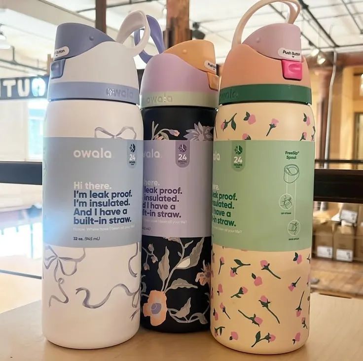Owala Limited Edition Water Bottles US Warehouse 24Oz 32Oz Owala Tumblers Cat Bow Designer Insulated Stainless Steel Cups With Straw Bpa Free Sports Water Bottles 170513 - Image 2
