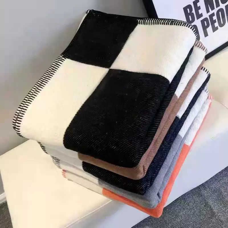 Designer Blankets letter Cashmere Soft Wool Scarf Shawl Portable Warm Sofa Bed Fleece Knitted Throw Blanket 130x180cm Spring Autumn Woman - Image 1