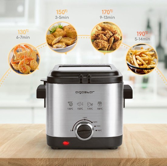 Aigostar Fries 30IZD - Frituurpan - Regelbare thermostaat - Geurfilter -1.5Liter - frituurpan klein - Image 5