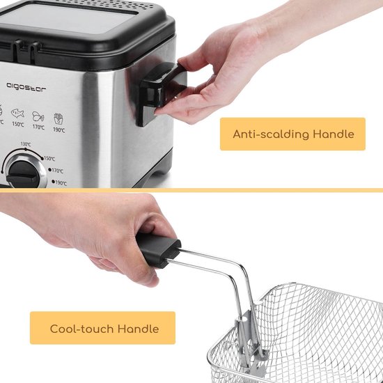 Aigostar Fries 30IZD - Frituurpan - Regelbare thermostaat - Geurfilter -1.5Liter - frituurpan klein - Image 8