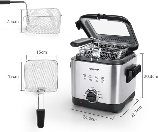Aigostar Fries 30IZD - Frituurpan - Regelbare thermostaat - Geurfilter -1.5Liter - frituurpan klein - Image 9