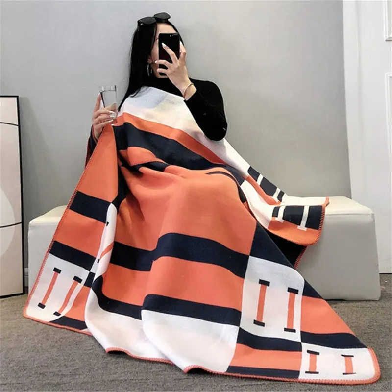 Designer Cashmere Blankets Luxury siesta Blanket Letter Home Travel Throw Summer Air Conditioner Blanket Beach Towel Womens Soft Shawl - Image 3