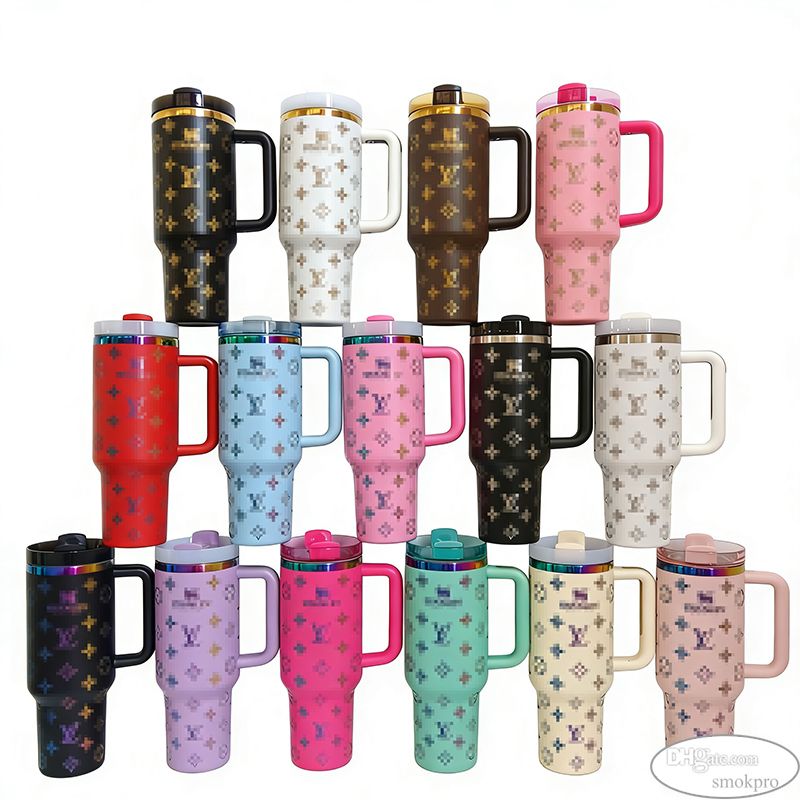 Tariff Free - 40 OZ 304 Stainless Steel Designer Water Bottle Cup 40OZ Travel Tumbler With Handle - Image 1