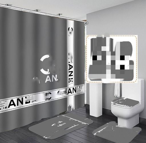 Fashion Letter Printed Shower Curtains Designer Print Bathroom Curtain Home Toilet Er Mat Bath Supplies - Image 2