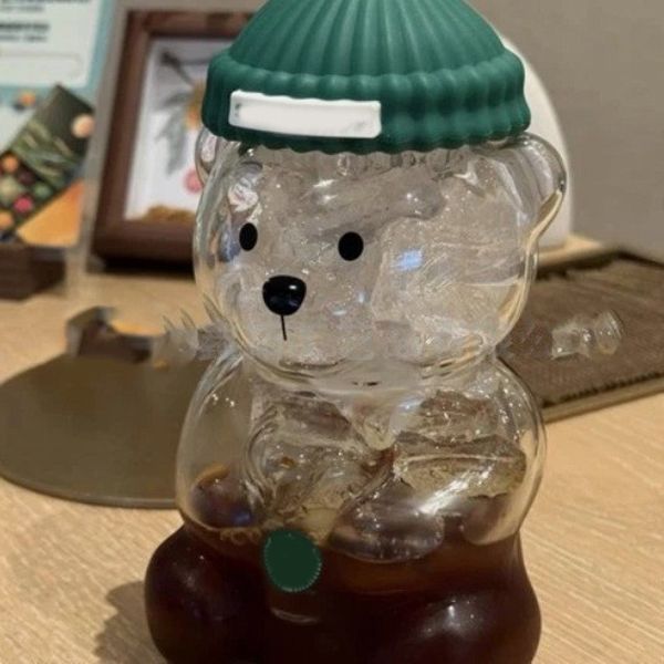 Designer Tumblers New Cartoon Bear Coffee Tumbler with Lid 20oz Cute Travel Mug for Hot & Cold Drinks Customizable Water Cup - Image 5