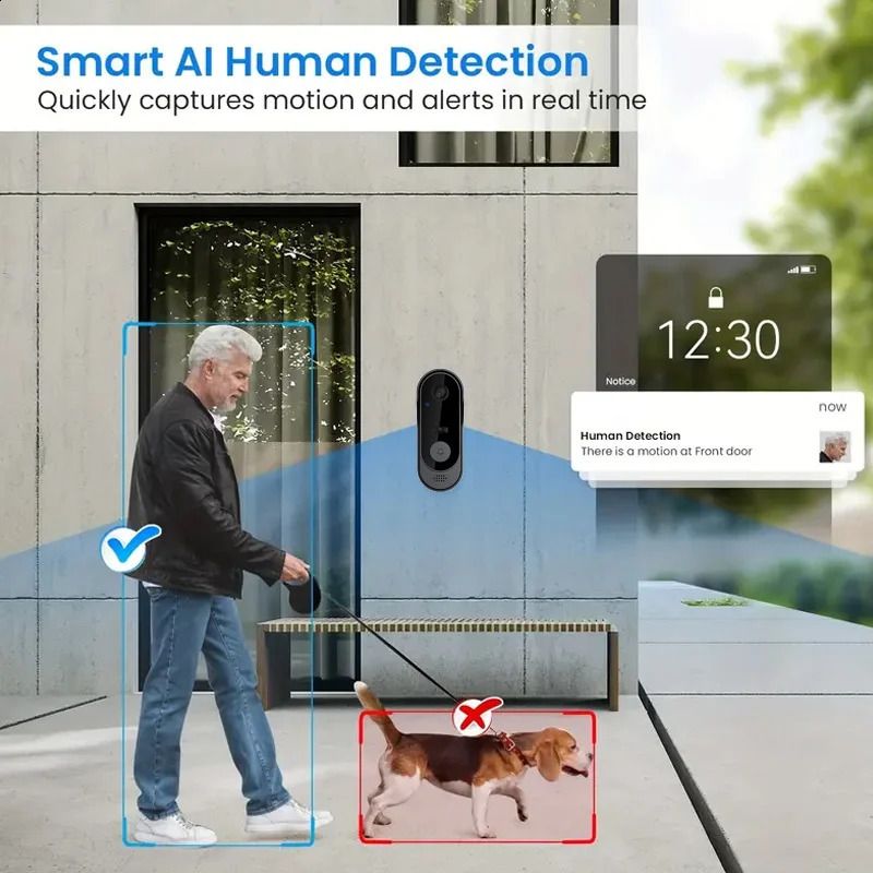 Smart Home DoorBell Night Vision Monitors HD Video Camera WIFI Doorbell Security Waterproof Wireless bell door Intercom for home 240920 - Image 2