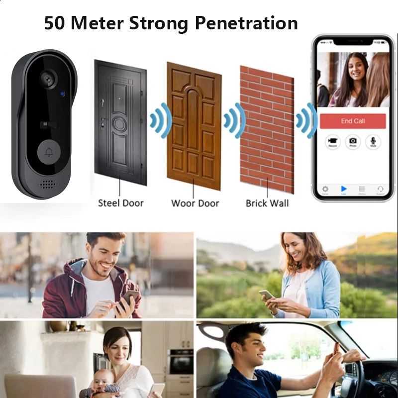 Smart Home DoorBell Night Vision Monitors HD Video Camera WIFI Doorbell Security Waterproof Wireless bell door Intercom for home 240920 - Image 3