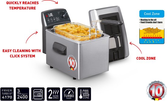 FRITEL Friteuse Turbo SF® - Frituurpan / Frituurketel - Filterdeksel + - Pers. - Olie + Vast Vet - Image 2