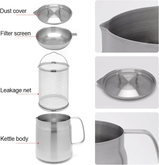 Frituurpan - Frituurpannen - friteuse - frietpan - Filterkan - RVS 304 Friteusepan - 1.5L (53oz) - Met Mand en Zeef - Grote Vetcontainer voor Spekvet - Vaatwasserbestendig - voor Fritten, Koken en Kamperen - Image 7