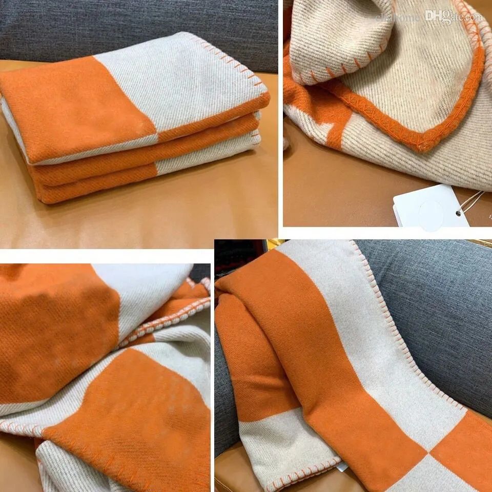 Designer Letter Cashmere Soft Wool Scarf Shawl Portable Travel Warm Plaid Sofa Bed Knitted Throw Blanket Gift for Women - Image 1