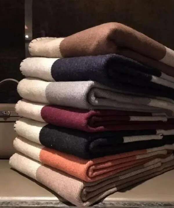 Letter Print Throw Soft Faux Wool Plaid Scarf Shawl Portable Warm Fleece Blanket for Sofa Bed Office Travel Women All Season - Image 1