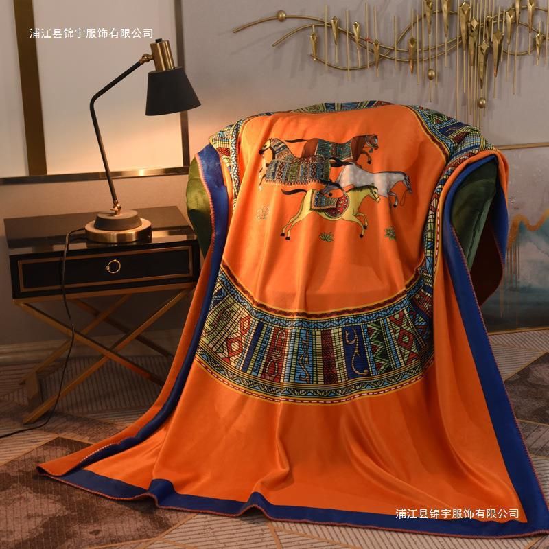 Luxury horse Designer Blanket Cashmere Soft Wool Scarf Shawl Portable Warm Plaid Sofa Bed Fleece Knitted Throw Blankets - Image 4