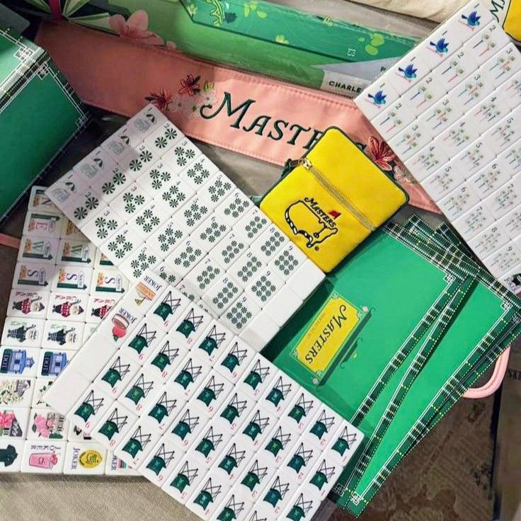 Luxury 160 pieces Golf Masters striped acrylic American Mahjong tiles High-end Crystal Set Household Gift Hand Rubbing Tiles - Image 1