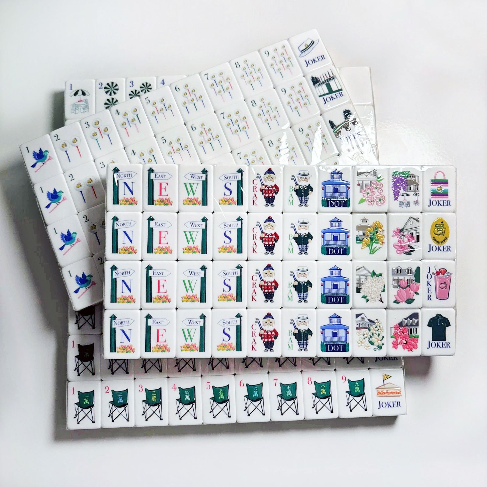 Luxury 160 pieces Golf Masters striped acrylic American Mahjong tiles High-end Crystal Set Household Gift Hand Rubbing Tiles - Image 2