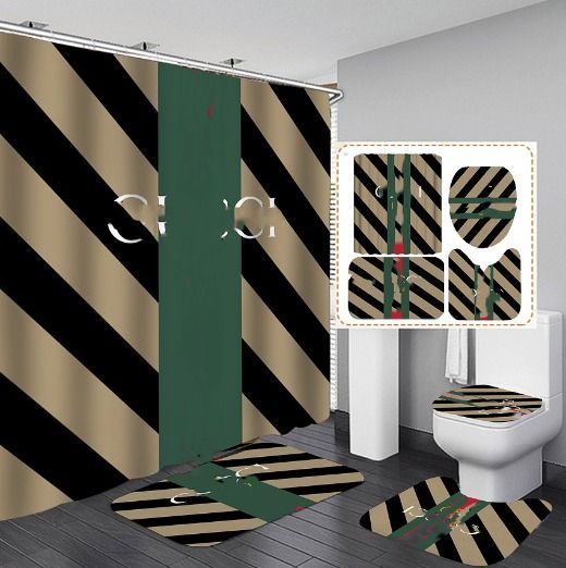 Quality 4Pcs/Set Carpet Bathroom Foot Pad Bath Mat and Shower Curtain Set Toilet Toilet Seat Covers Home Decor High-end - Image 1