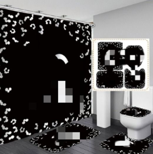 Quality 4Pcs/Set Carpet Bathroom Foot Pad Bath Mat and Shower Curtain Set Toilet Toilet Seat Covers Home Decor High-end - Image 2