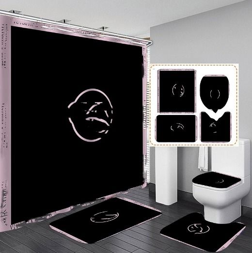 Quality 4Pcs/Set Carpet Bathroom Foot Pad Bath Mat and Shower Curtain Set Toilet Toilet Seat Covers Home Decor High-end - Image 4