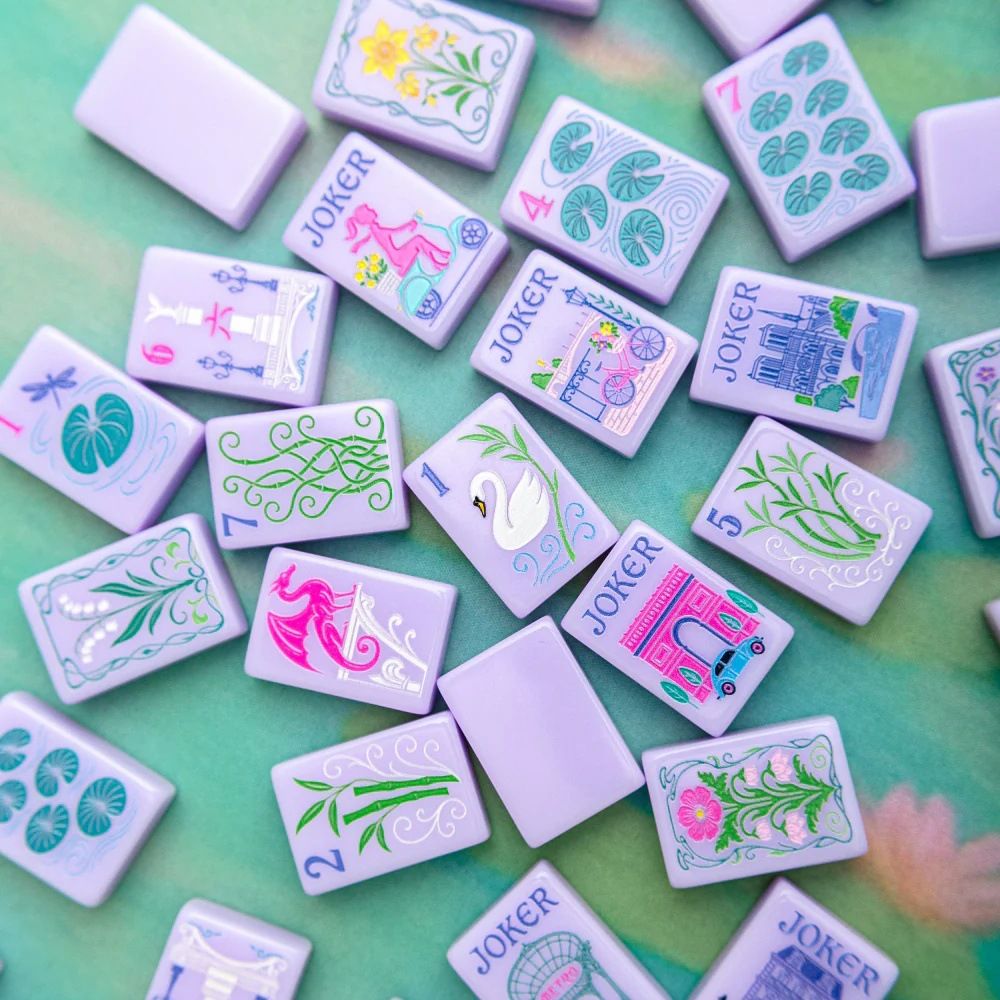 Luxury 160 Pcs American Mahjong Tiles Single Layer Engraved Purple Pink Acrylic Set - Image 1