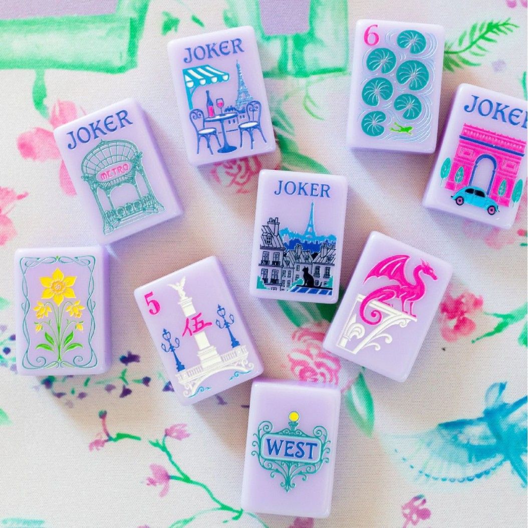 Luxury 160 Pcs American Mahjong Tiles Single Layer Engraved Purple Pink Acrylic Set - Image 2