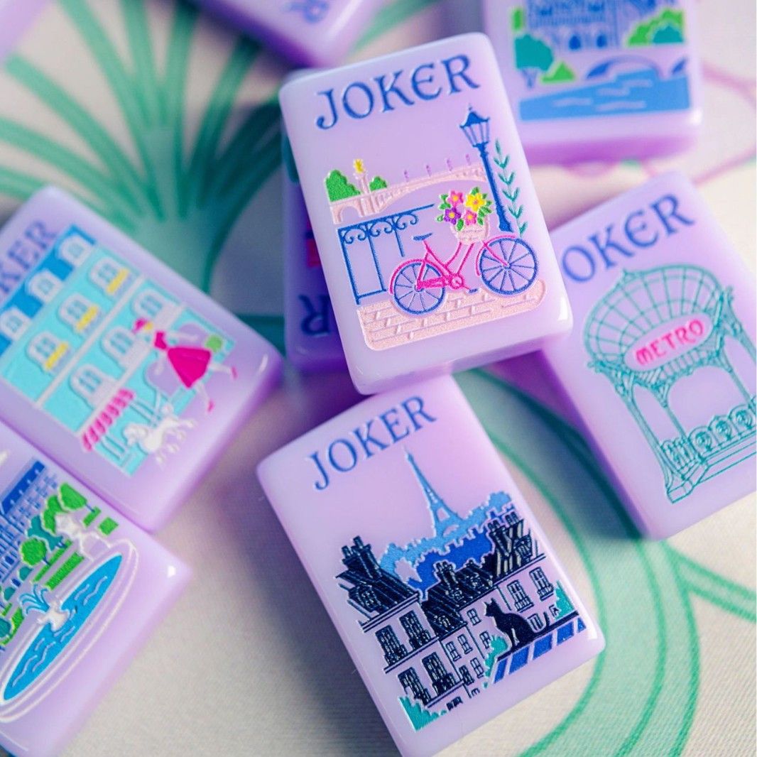 Luxury 160 Pcs American Mahjong Tiles Single Layer Engraved Purple Pink Acrylic Set - Image 3