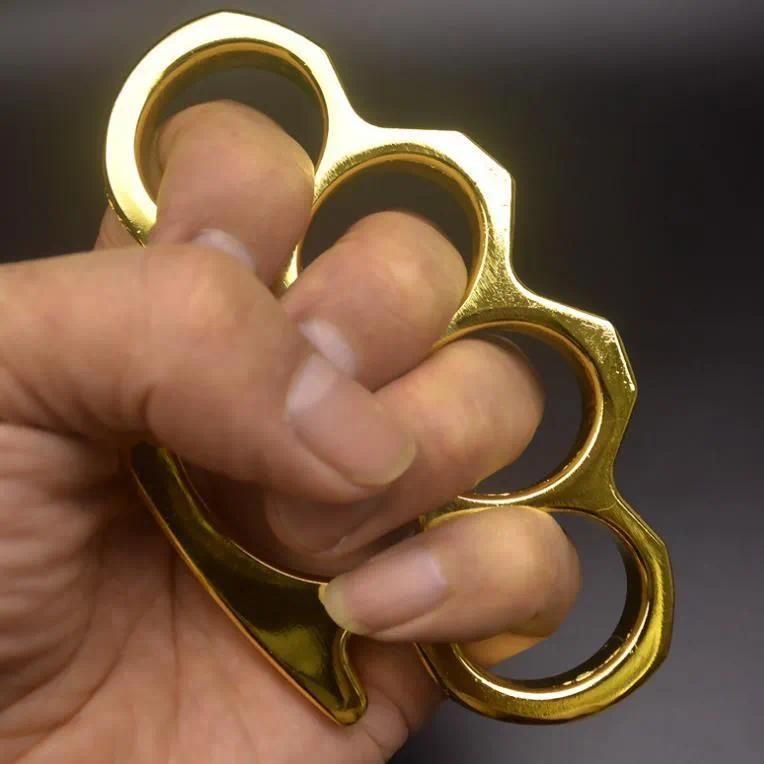Thick Brass Knuckle Dusters Thickened Brass Knuckle Duster Self Defense Window Breaking Outdoor Boxing Fighting Protective Gear - Image 3