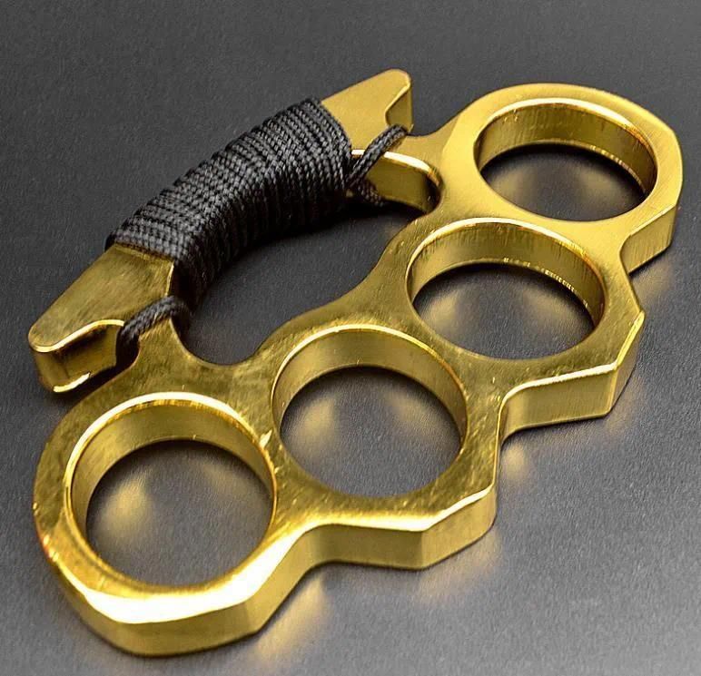Thick Brass Knuckle Dusters Thickened Brass Knuckle Duster Self Defense Window Breaking Outdoor Boxing Fighting Protective Gear - Image 4