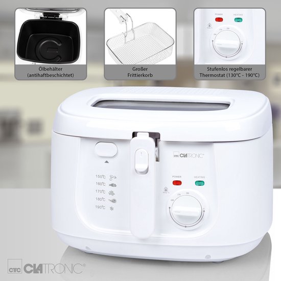 Clatronic FR 3771 Friteuse 2,5 L 1800 W Wit frituurpan - Image 4