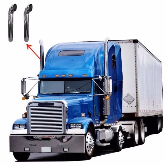 Truck Accessories Chrome Exhaust Curved Top Peterbilt Stacks Pipe for Truck Freightliner - Image 3