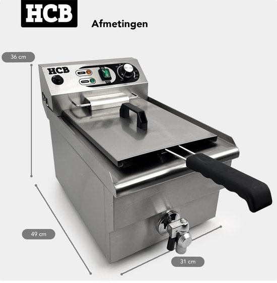 HCB® - Professionele Horeca - Friteuse - liter - 230V - RVS / INOX - (BxDxH) - kg - Image 7