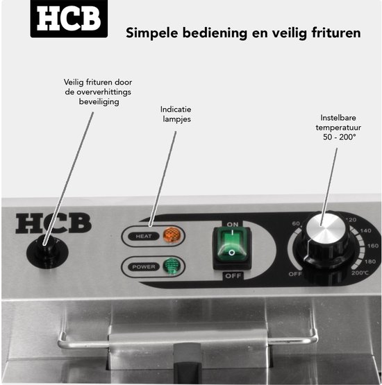 HCB® - Professionele Horeca - Friteuse - liter - 230V - RVS / INOX - (BxDxH) - kg - Image 12
