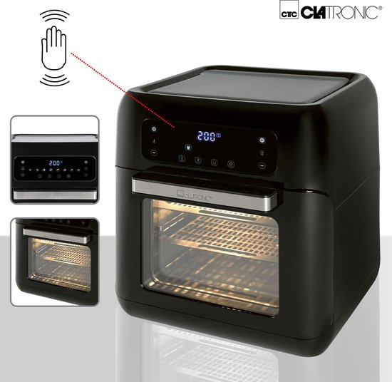Clatronic FR 3747 H hetelucht-friteuse, olie- en vetvrij, 11 liter, sensor touchbediening, LED-display, zwart - Image 3