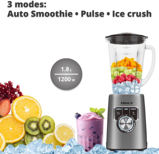 Friac BL1800DI Blender 1200W 1,8L Ice crush functie - Image 4
