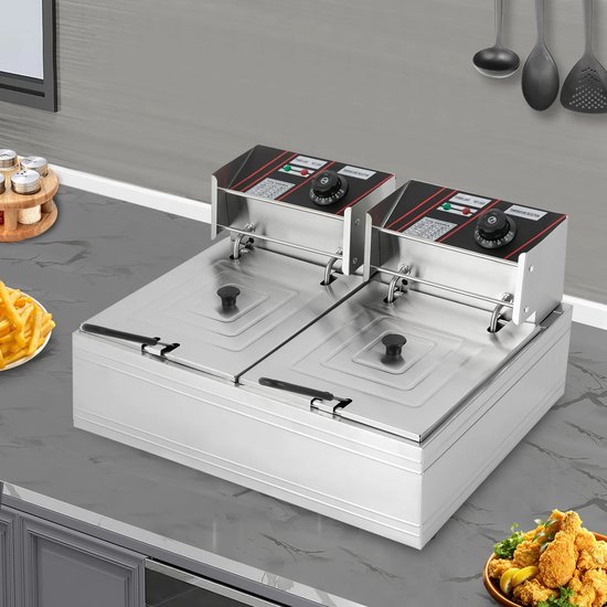 Eszenzics™ Friteuse XXL Pro7 - 12 liter - 2 x 2500W - Dubbele mand - Verlengde handgrepen 20cm - Commercieel of thuisgebruik - Restaurant - Friture - Snackbar - Friet - Frietpan - Image 6