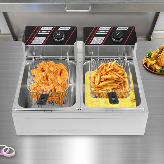 Eszenzics™ Friteuse XXL Pro7 - 12 liter - 2 x 2500W - Dubbele mand - Verlengde handgrepen 20cm - Commercieel of thuisgebruik - Restaurant - Friture - Snackbar - Friet - Frietpan - Image 7