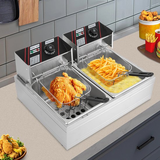 Eszenzics™ Friteuse XXL Pro7 - 12 liter - 2 x 2500W - Dubbele mand - Verlengde handgrepen 20cm - Commercieel of thuisgebruik - Restaurant - Friture - Snackbar - Friet - Frietpan - Image 8