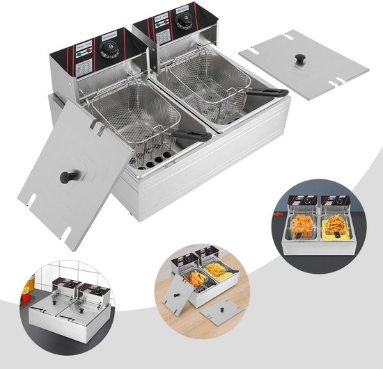 Eszenzics™ Friteuse XXL Pro7 - 12 liter - 2 x 2500W - Dubbele mand - Verlengde handgrepen 20cm - Commercieel of thuisgebruik - Restaurant - Friture - Snackbar - Friet - Frietpan - Image 10