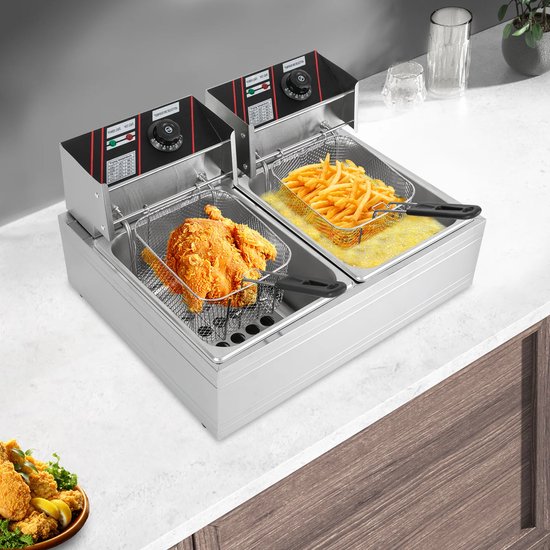 Eszenzics™ Friteuse XXL Pro7 - 12 liter - 2 x 2500W - Dubbele mand - Verlengde handgrepen 20cm - Commercieel of thuisgebruik - Restaurant - Friture - Snackbar - Friet - Frietpan - Image 14