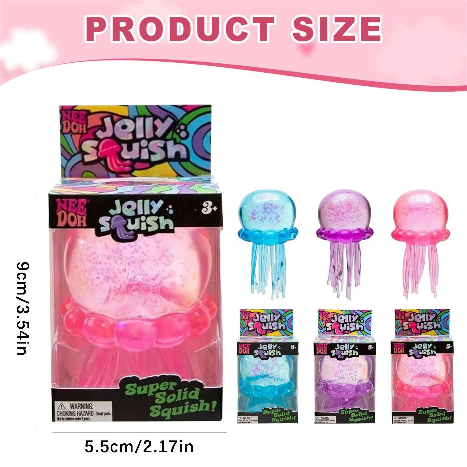 Needoh Nice Cube Jellyfish Sensory Stress Squishy Fidget Dippin Dazzler Mini Squeeze Ball Gift Box For Kids Adults Anxiety Relief Daily Work Decompression Toys - Image 2